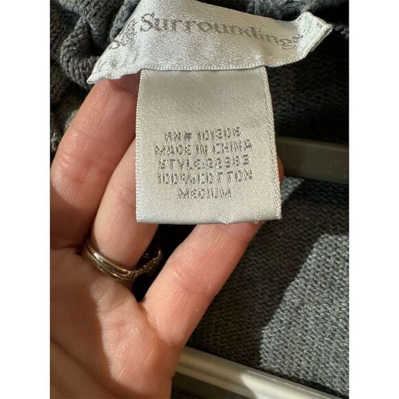 Soft Surroundings Ruffle Cardigan M Open Front Cozy Waterfall Knit Feminine Chic - Picture 9 of 10